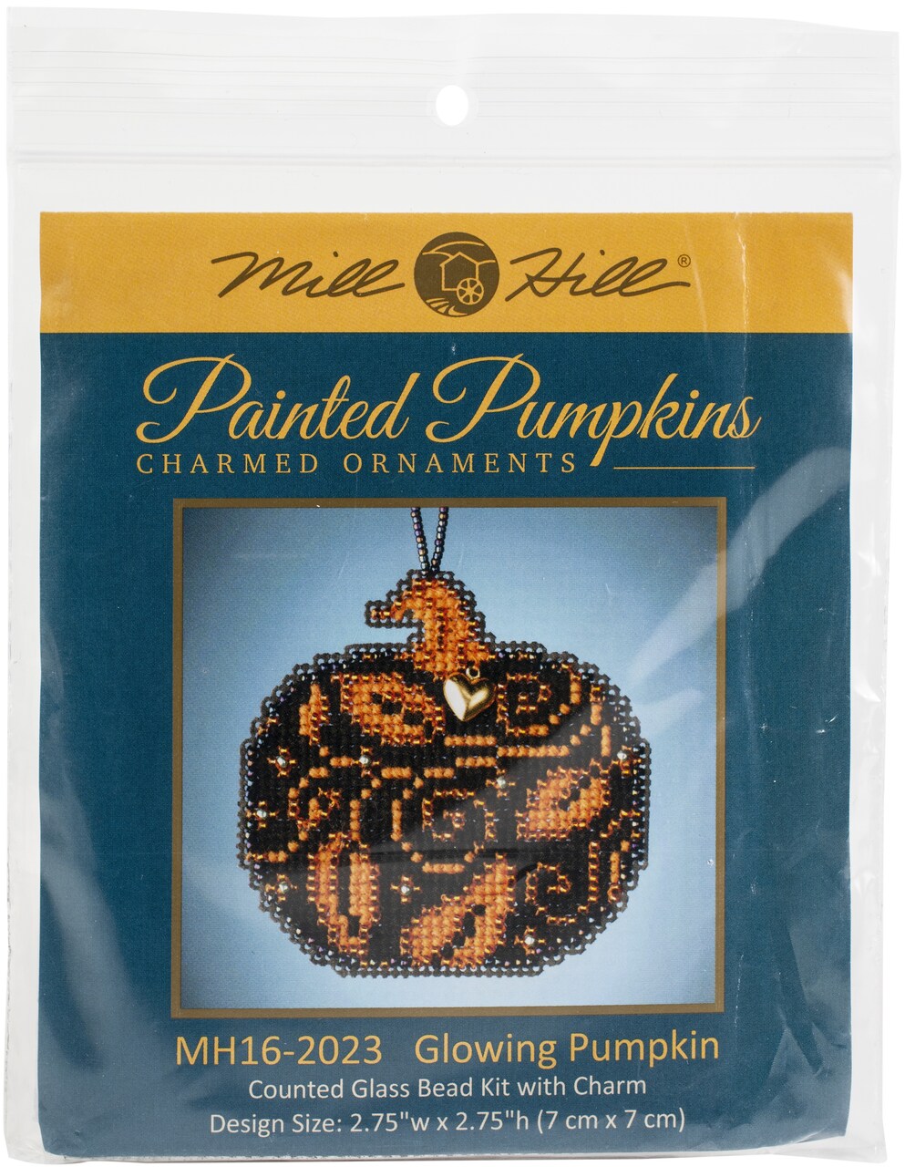 Mill Hill Counted Cross Stitch Ornament Kit 2.75"X2.75"-Glowing Pumpkin